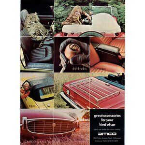 1973 Amco Car Accesories Jaguar Shift Knob Tops Vintage Print Ad 70s Wall Art